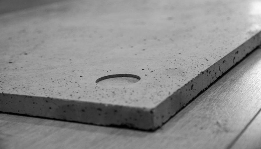 Thin concrete panel edge thickness and surface texture